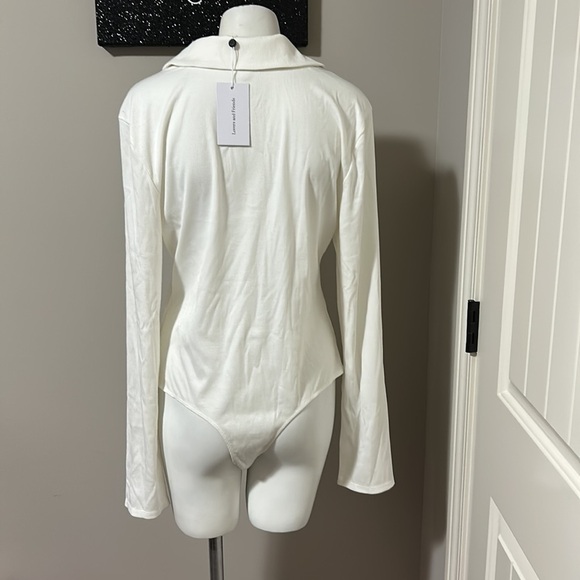 LOVERS and FRIENDS White Flora Bodysuit Long Sleeve Ribbed Button Front Sz XL - Picture 9 of 16